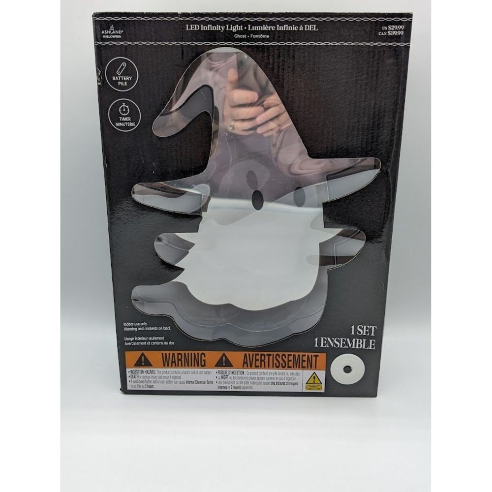 Ashland Halloween LED Infinity Light Ghost Decor Battery Operated Timer‎ New